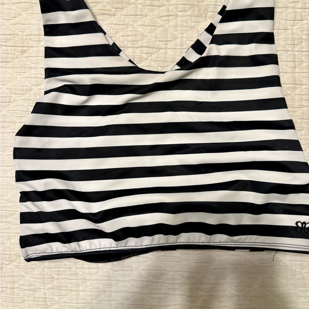 Albion Monochrome Striped Swim Top